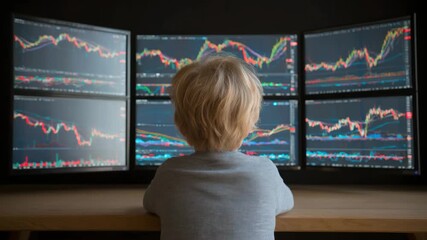 Child looking at financial charts - Powered by Adobe