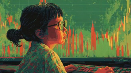 Child watching financial market trends - Powered by Adobe