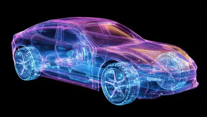 Fototapeta premium X-ray view of a futuristic car
