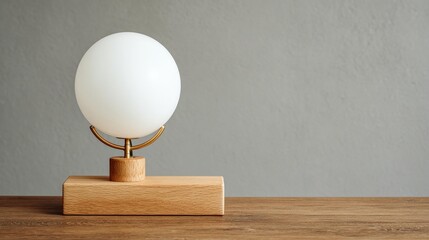 Elegant white lamp on wooden base