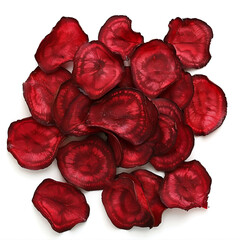 Dried Beetroot Slices Displayed on a White Background