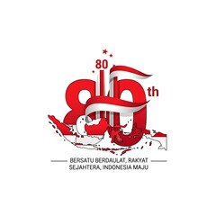 Obraz premium Elegant 80th Indonesia Independence Day Celebration Logo with Flag and Map Design