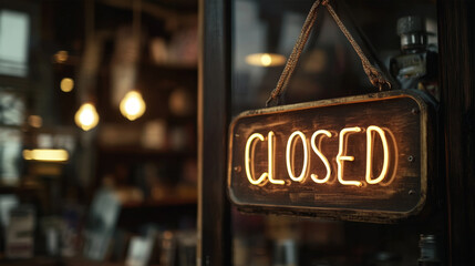 Retro Storefront Sign Saying Closed in Neon Light