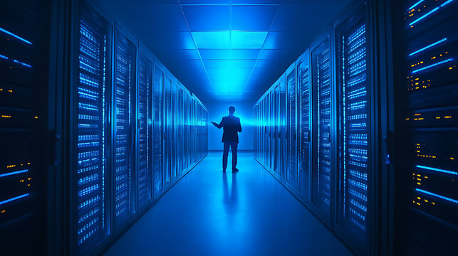  Hacker breaking into a confidential government database, intense blue light illuminating the room (1)