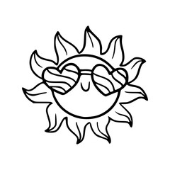 cool sun with heart sunglasses