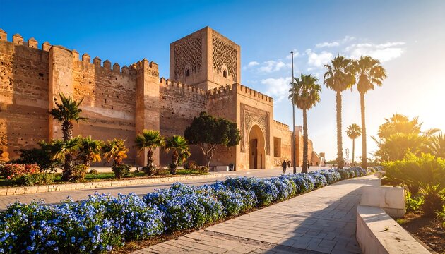 Historical landmark of Chellah Necropolis in Rabat Morocco under a clear blue sky