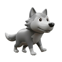 Obraz premium Cute cartoon wolf standing on a transparent background isolated on transparent background