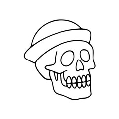 hipster skull doodle drawing