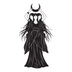 Ancient Hecate digital black vector, a classic and easily adaptable option &ndash; Hecate silhouette &ndash; Hecate Vector &ndash; Silhouette of Hecate &ndash; Greek goddess vector

