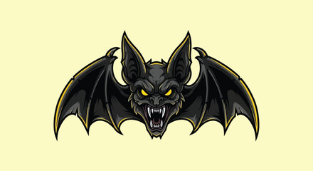 Obraz premium Angry Bat with Outstretched Wings Illustration