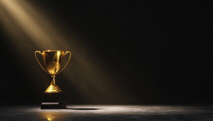 Golden trophy under spotlight