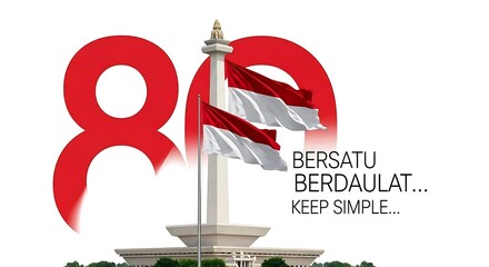 Celebrating Indonesia's 80th Independence Day with National Monument and Flags