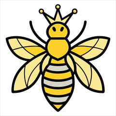 Royalty-Inspired Cartoon Illustration of a Queen Bee Icon