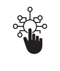 hand click on network icon on white background. Flat style. Vector illustration.