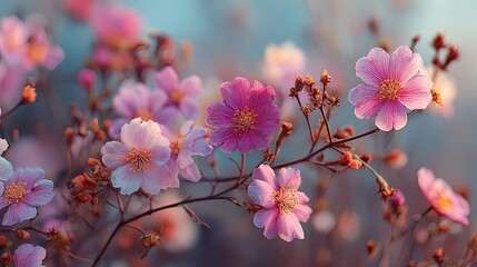 Pink nature blurred bokeh background, soft pastel floral scene, romantic outdoor view, dreamy natural light, gentle tone