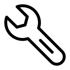 wrench and spanner vector design. Wrench line icon – editable stroke symbol for tools, repair, maintenance, and mechanical service.