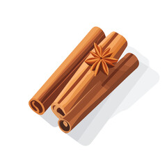 My Simple flat 2D icon of cinnamon roll and anise isolated on a white background, vector design, ideal for animation, vector, web design, digital illustrations, and minimalist