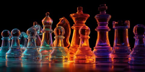 Colorful glass chess pieces