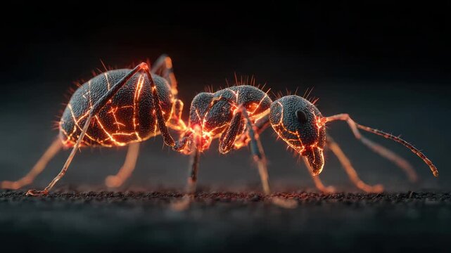 Glowing ant macro photo
