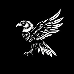 Fototapeta premium Flying eagle illustration side view with large wings