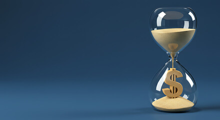 Time is money concept hourglass with dollar sign symbol inside