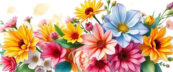 Obraz premium Vibrant watercolor style floral bouquet, perfect for spring designs, design, art