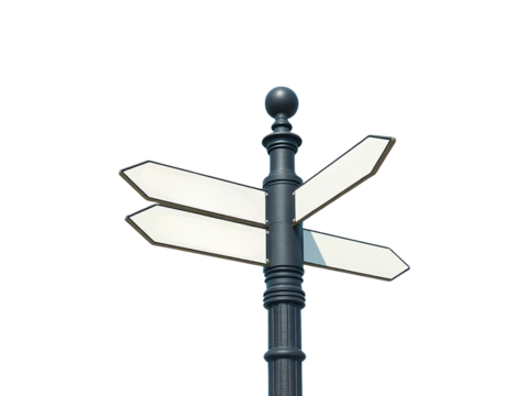 Multiple Direction Signpost - Crossroads and Decisions - Guidance and Opportunity Isolated transparent background 