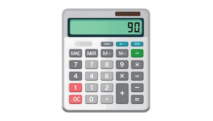 Illustration of a calculator displaying the number ninety on its screen