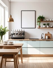Stylish Kitchen Interior with Coffee Machine and Table