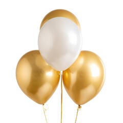 Balloons gold and white on transparent Background