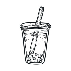 Obraz premium Bubble tea drink with reusable straw for sustainable choice