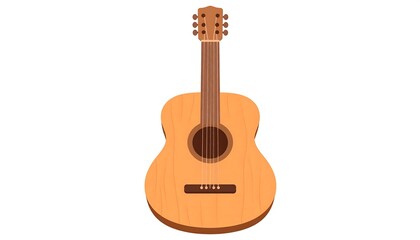 Illustration of an acoustic guitar featuring its sound hole, strings, and headstock
