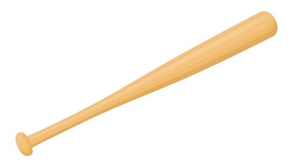 Illustration of a wooden baseball bat isolated against a clean white background