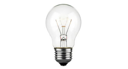 3d illustration of clear incandescent light bulb with visible filament isolated on transparent background