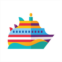 Obraz premium Sea Vessel and Colorful Ship Art Illustration