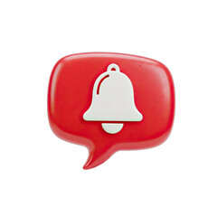Fototapeta premium Alert Icon: A vibrant notification icon stands out with a bold red hue, featuring a pristine white bell within a speech bubble. A clean, modern design representing alerts, reminders.