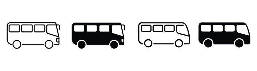 Vector art of alternating bus icons white outline and black solid fill