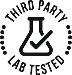 Third party lab tested seal with flask and checkmark icon © NASRIN