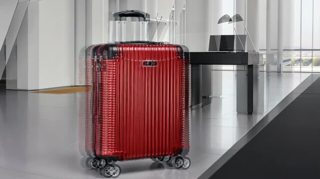 A sleek red suitcase stands out in a stylish indoor space, highlighting practicality and aesthetic appeal for travelers on the go
