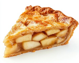 Delicious Slice of Classic Apple Pie on White Background slice apple delicious classic pie slice