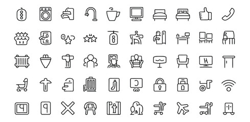 Vector art of a set of handdrawn icons depicting various objects and concepts on a white background