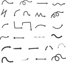 Creative Arrow Vector Set – Curved, Wavy, Twisted, and Abstract Direction Arrows for Infographics, UI, and Graphic Design