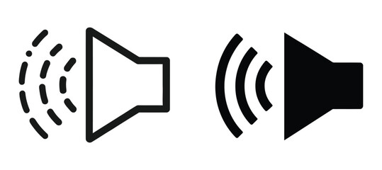Vector art of minimalist illustration of speaker icons with sound waves