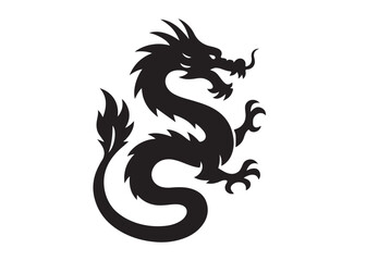 traditional chinese dragon silhouette vector illustration, chinese new year dragon logo silhouette, chinese dragon logo design, chinese dragon logo vector silhouette on white background