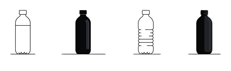 Vector art of minimalist illustration of plastic water bottles in black and white