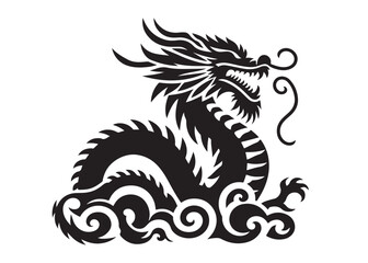 traditional chinese dragon silhouette vector illustration, chinese new year dragon logo silhouette, chinese dragon logo design, chinese dragon logo vector silhouette on white background