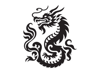 traditional chinese dragon silhouette vector illustration, chinese new year dragon logo silhouette, chinese dragon logo design, chinese dragon logo vector silhouette on white background