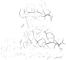 Realistic cracked paint texture isolated on transparent background PNG