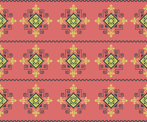 Tribal Geometric Seamless Pattern Thai Ethnic Style Boho Southwestern Inspired Vector
