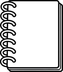 Blank Notebook: A minimalist, clean illustration of a blank spiral-bound notebook, perfect for capturing thoughts, ideas, and plans.